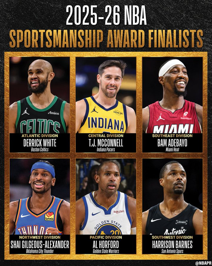 kaiyun-两大奖项候选官宣！SGA冲体育道德风尚奖 霍勒迪四夺最佳队友奖？